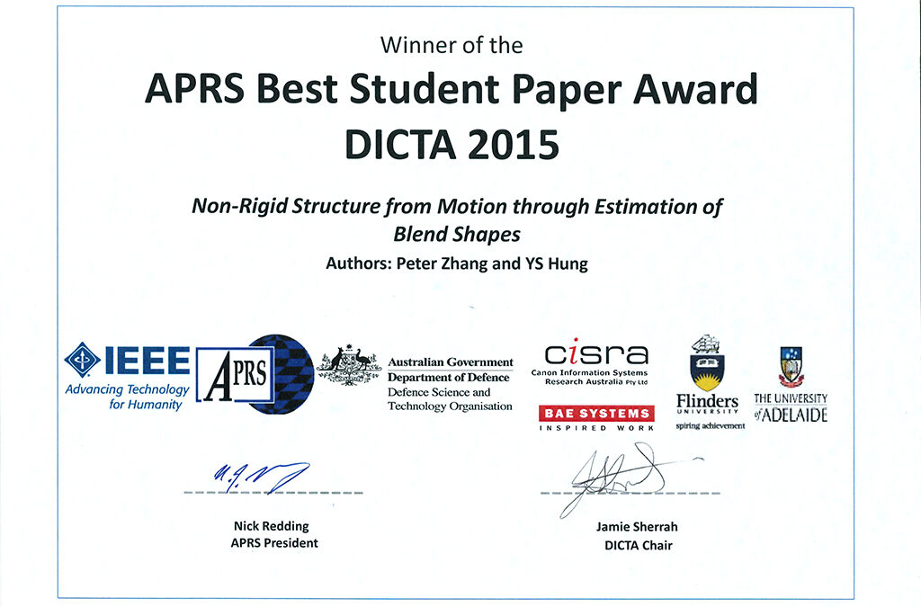 Best Student Paper Award (DICTA 2015)