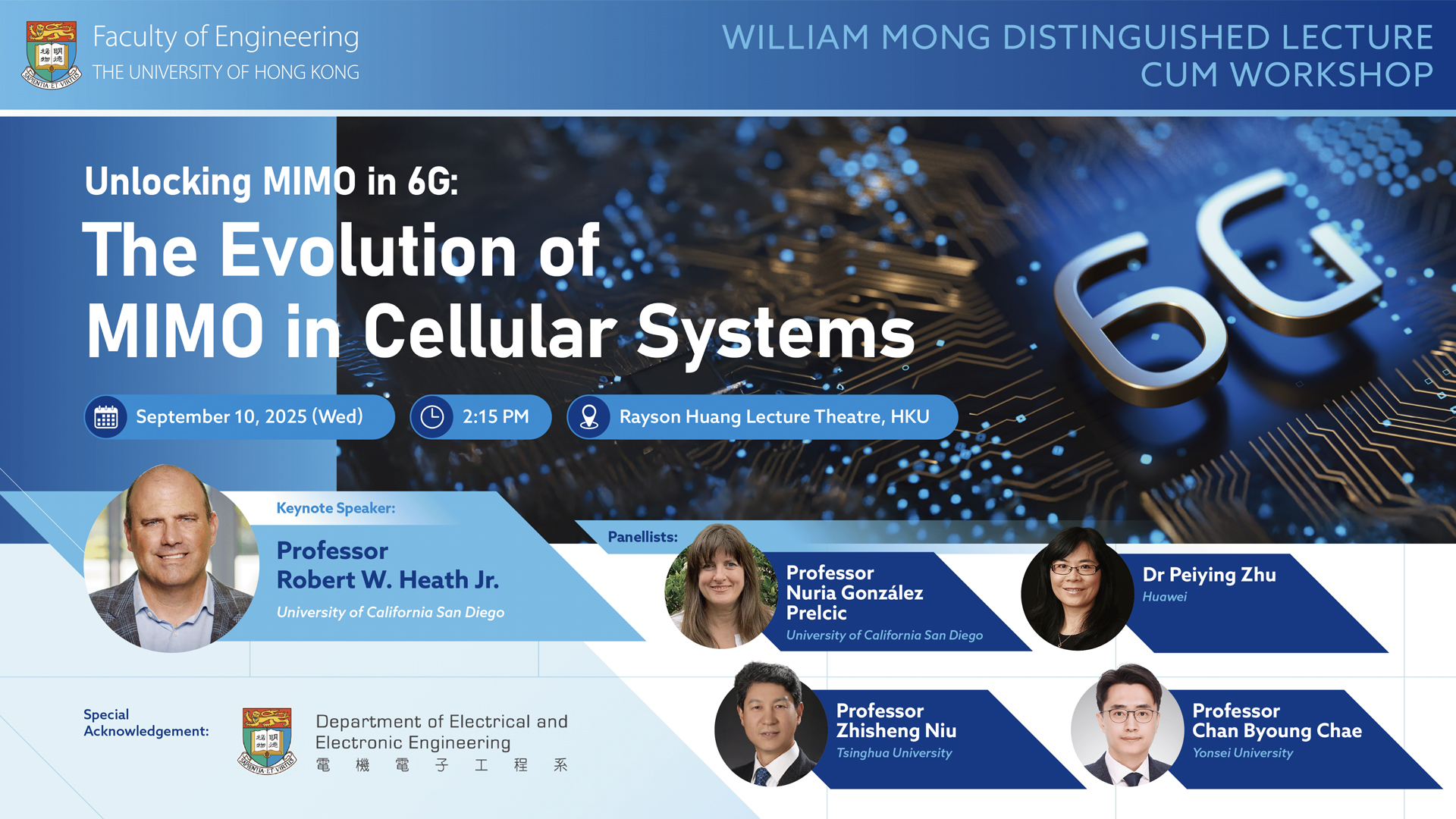 William Mong Distinguished Lecture cum Workshop - Unlocking MIMO in 6G: The Evolution of MIMO in Cellular Systems