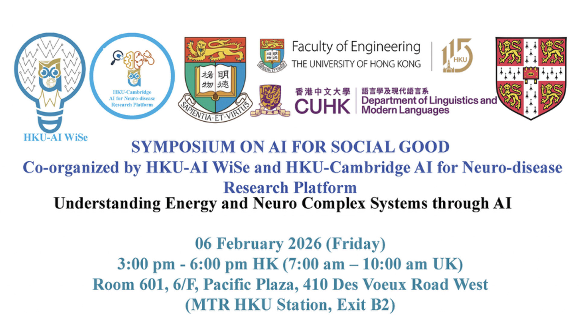 Symposium on AI for Social Good: Understanding Energy and Neuro Complex Systems through AI