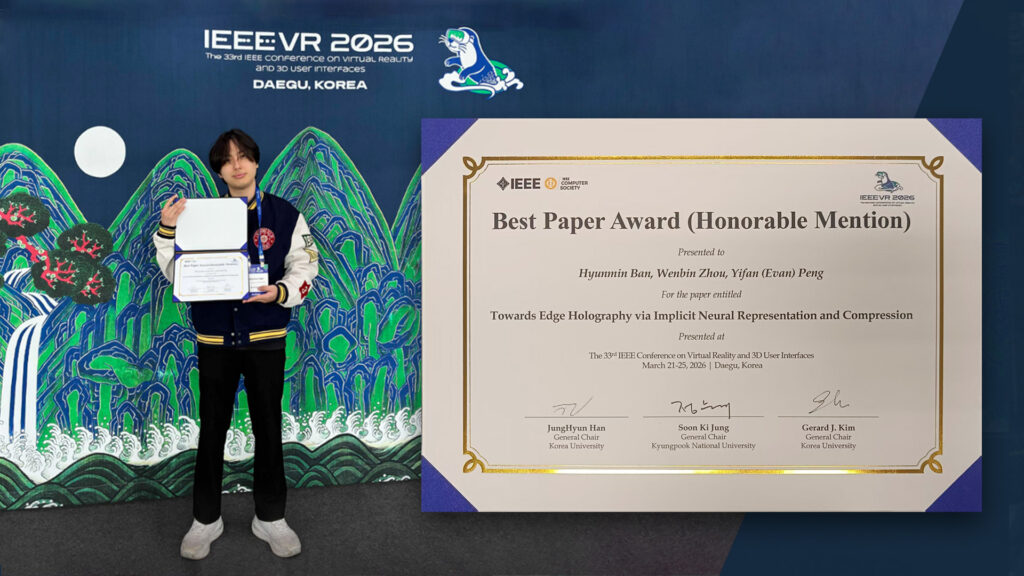 HKUECE PhD Students Wins Best Paper Honorable Mention Award at IEEE VR 2026